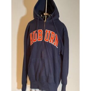 MV Sport Auburn University Tigers Full Zip Hoodie Navy Blue Orange Large